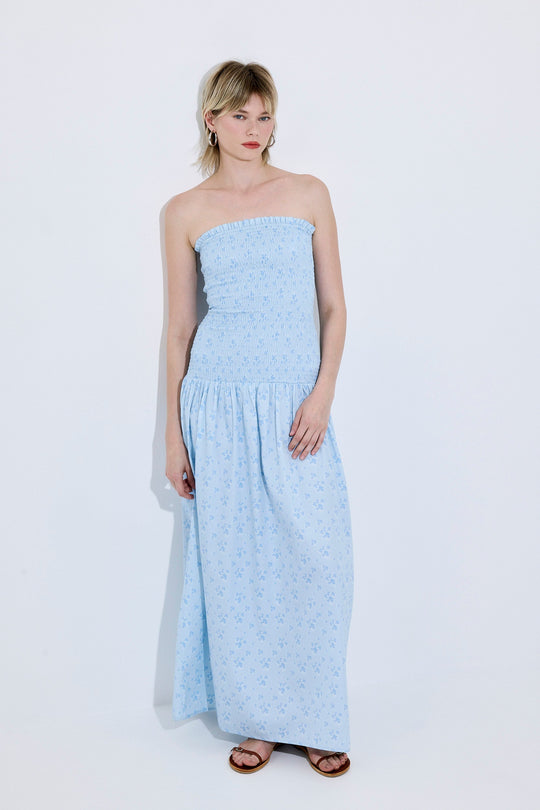 Shirred Strapless Maxi Dress - Dé Rococo