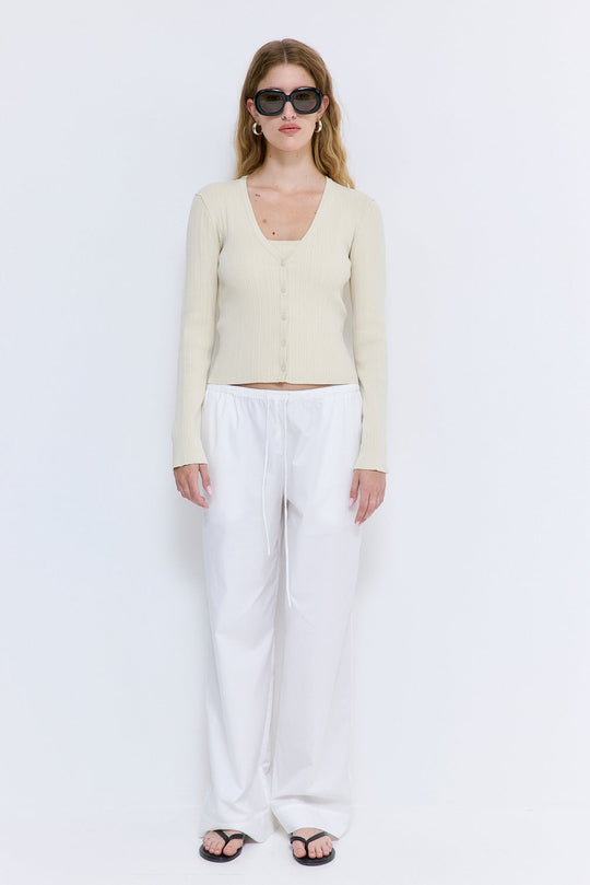 Ribbed V Neck Cardigan - Dé Rococo