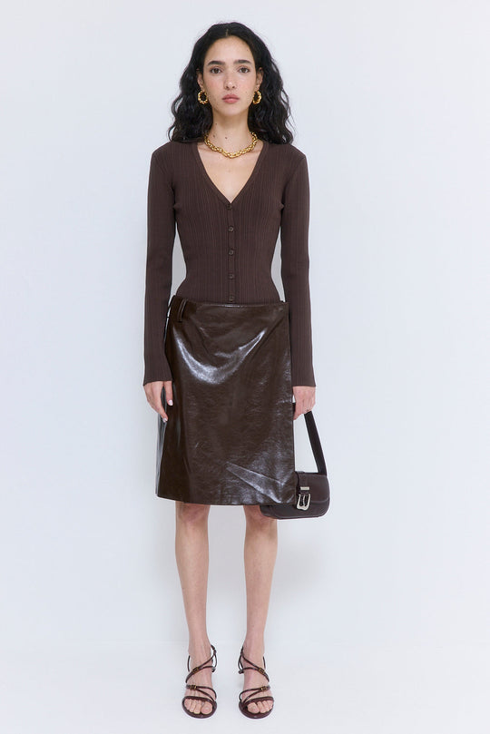 Ribbed V Neck Cardigan - Dé Rococo