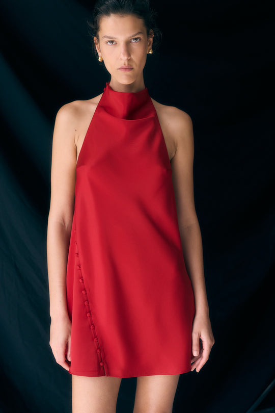 Satin Drape Mini Dress - Dé Rococo