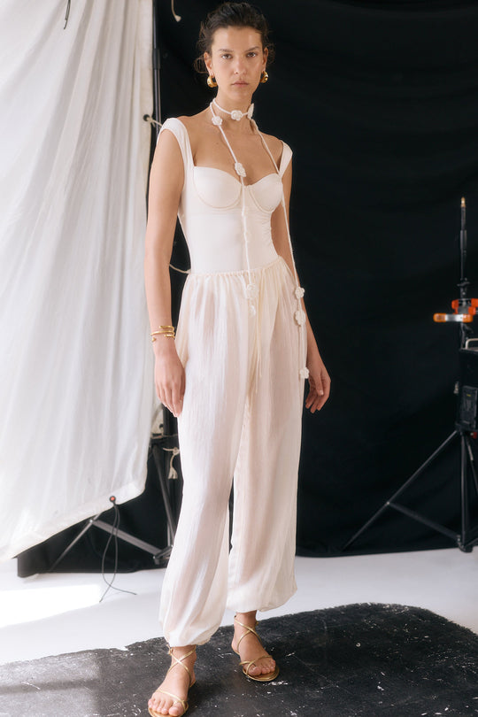 Semi Sheer Chiffon Balloon Pants