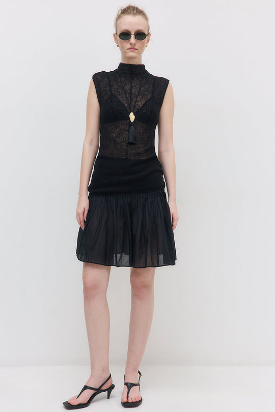 Semi Sheer Pleated Midi Skirt - Dé Rococo