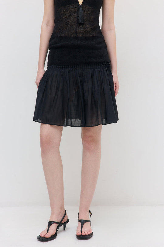 Semi Sheer Pleated Midi Skirt