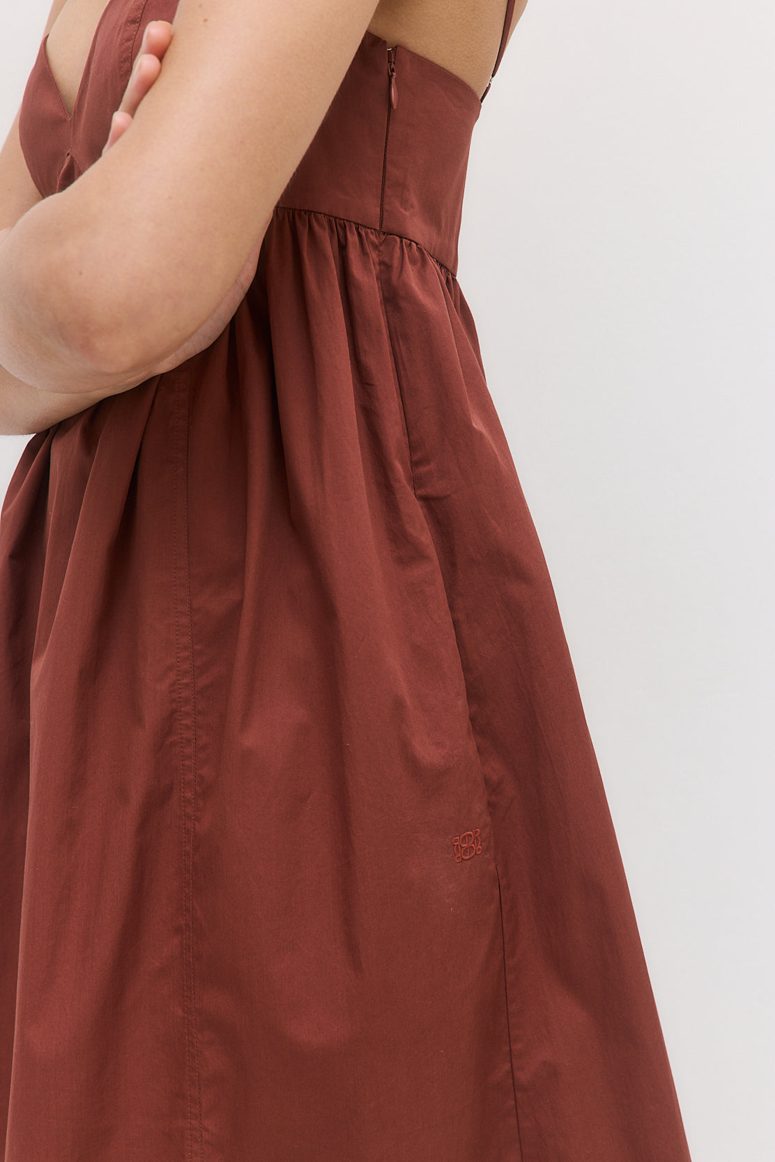 Cupped Poplin Maxi Dress
