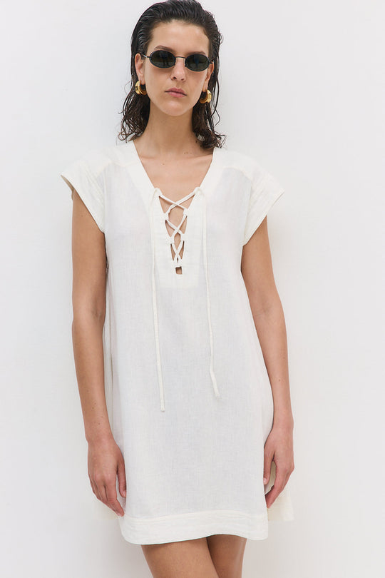 Linen String Tie Dress - Dé Rococo