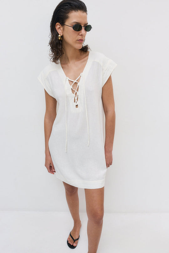 Linen String Tie Dress - Dé Rococo