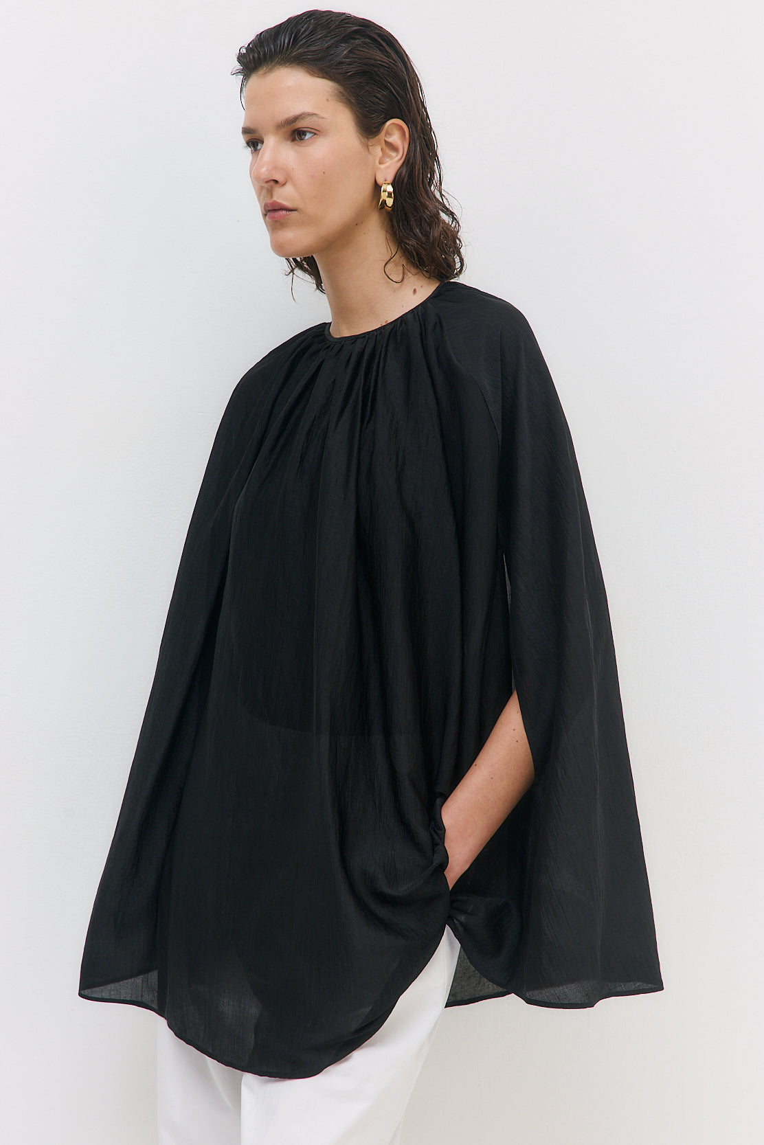 Semi Sheer Chiffon Cape