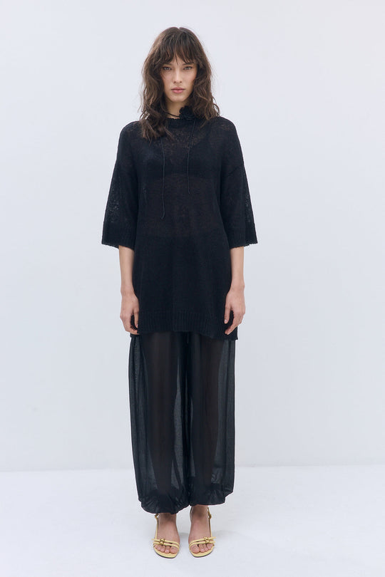 Fuzzy Sheer Oversized Long Top - Dé Rococo