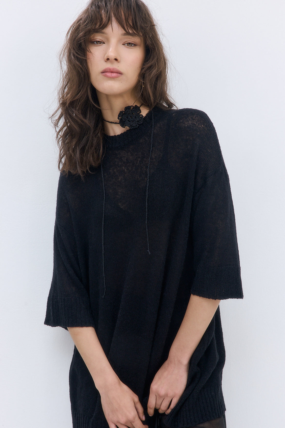 Fuzzy Sheer Oversized Long Top