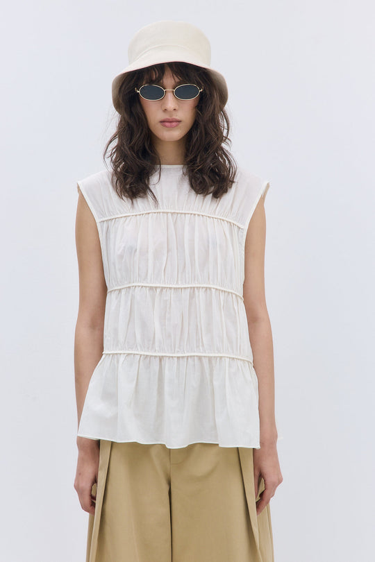 Semi Sheer Sleeveless Pleated Top - Dé Rococo