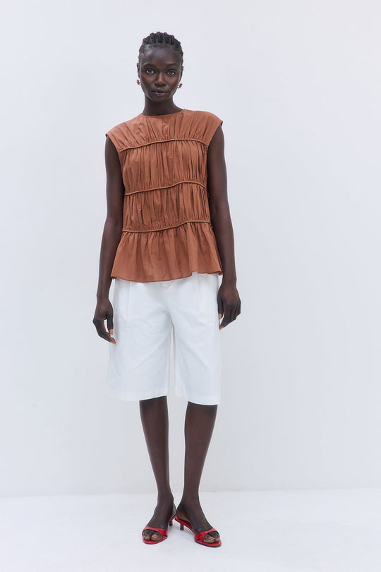 Semi Sheer Sleeveless Pleated Top - Dé Rococo