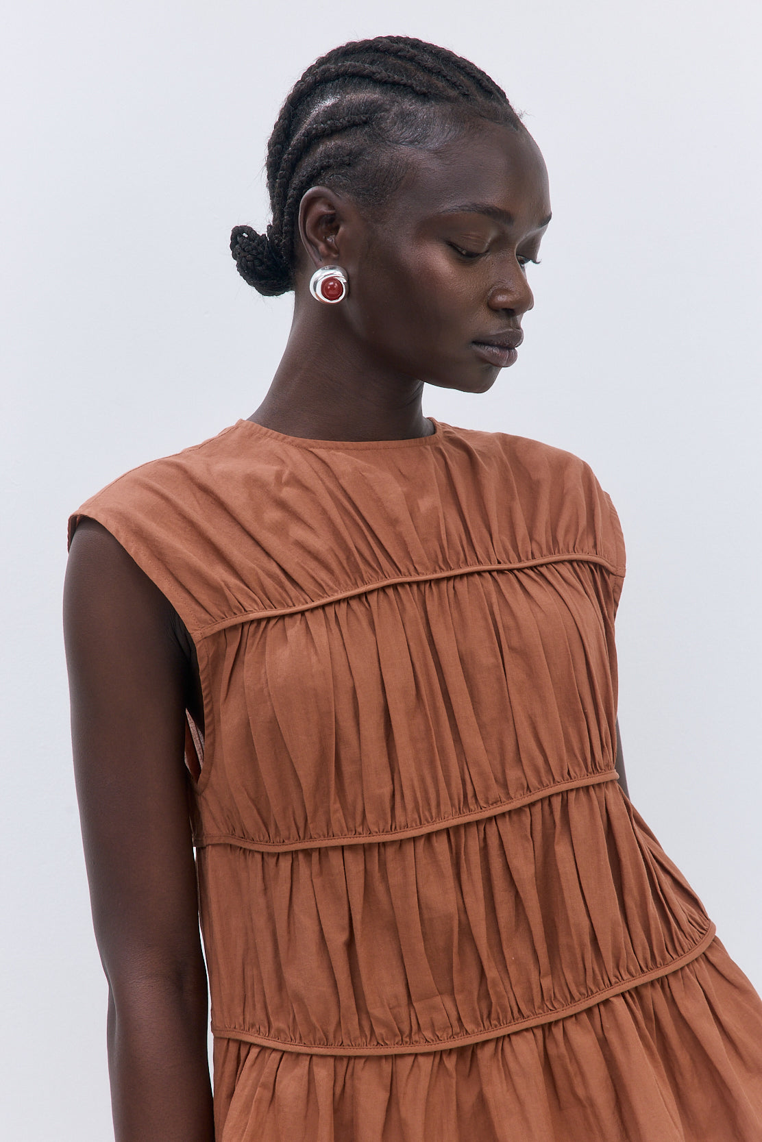 Semi Sheer Sleeveless Pleated Top