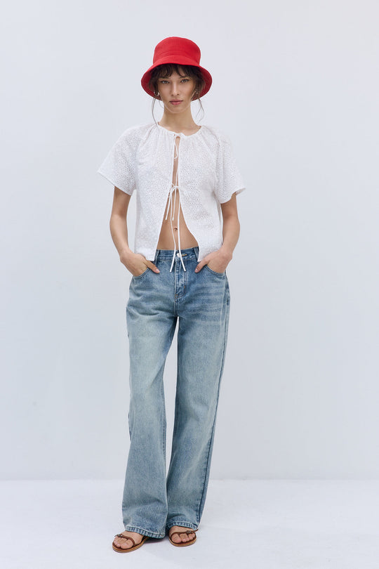 Embroidered Tie Top - Dé Rococo