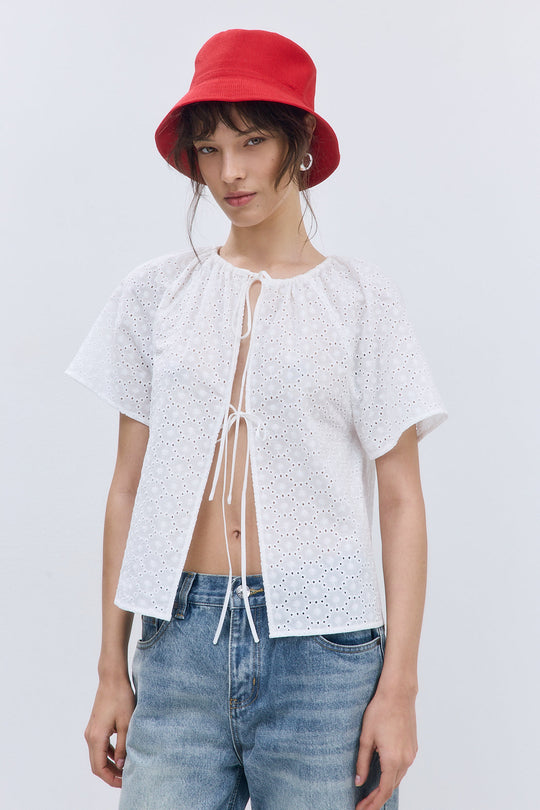 Embroidered Tie Top - Dé Rococo