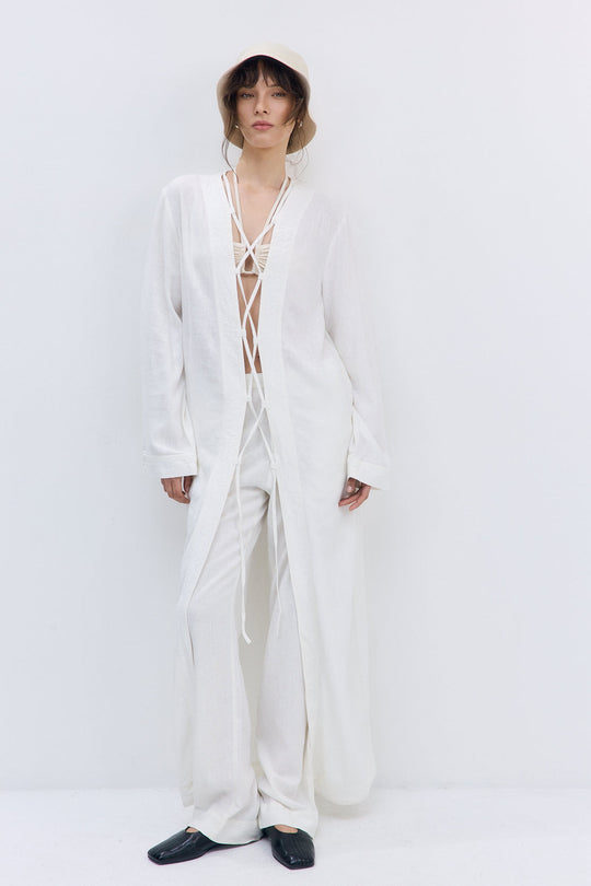 Linen String Tie Cover Up - Dé Rococo
