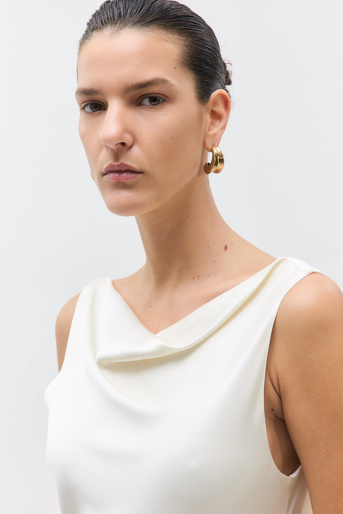 Satin Draped Back Maxi Dress