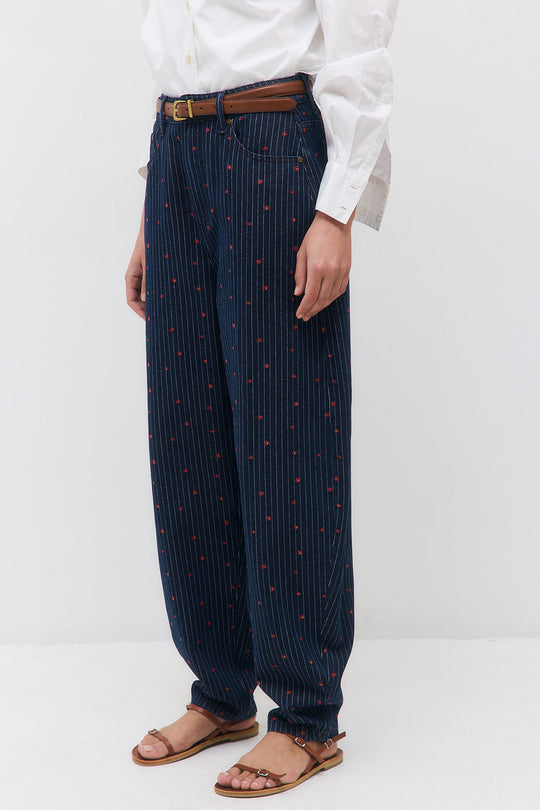 Striped Drill Barrel Pants - Dé Rococo