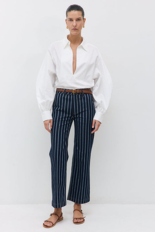 Striped Drill Relaxed Pants