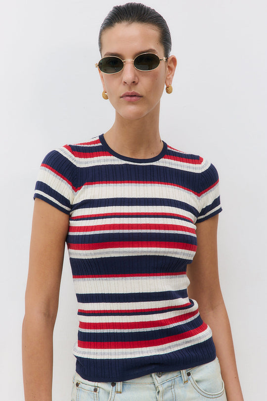 Ribbed Striped Top - Dé Rococo