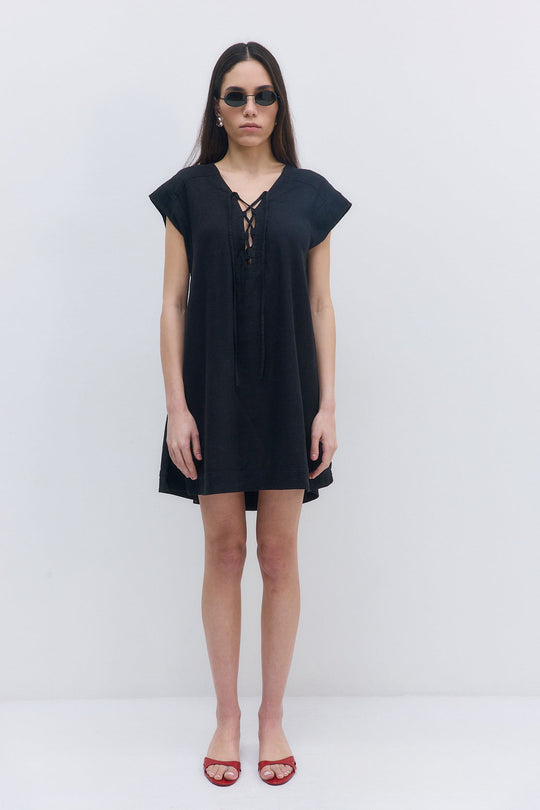 Linen String Tie Dress - Dé Rococo