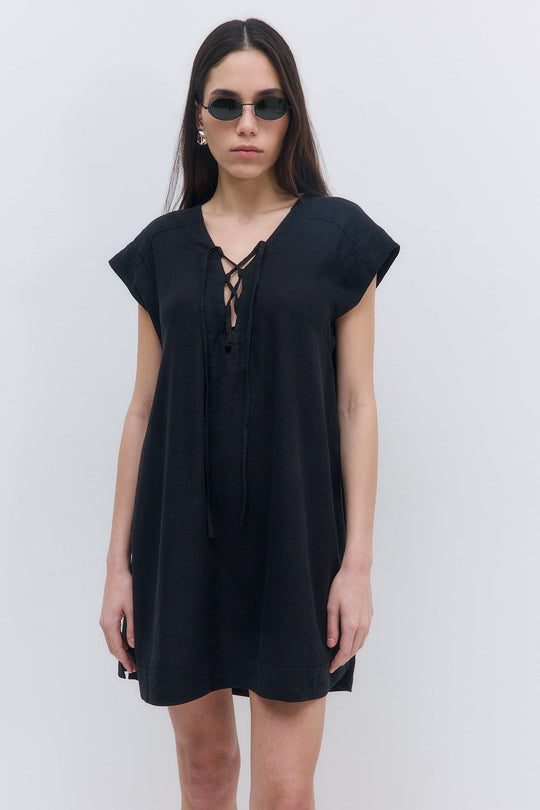 Linen String Tie Dress