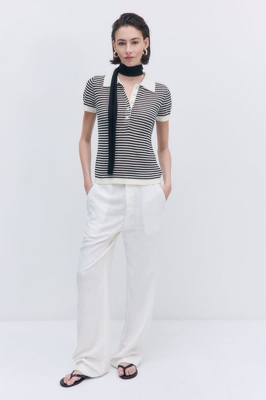 Striped Crochet Polo - Dé Rococo