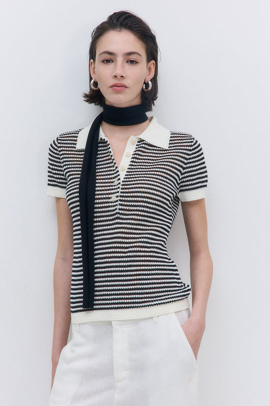Striped Crochet Polo - Dé Rococo