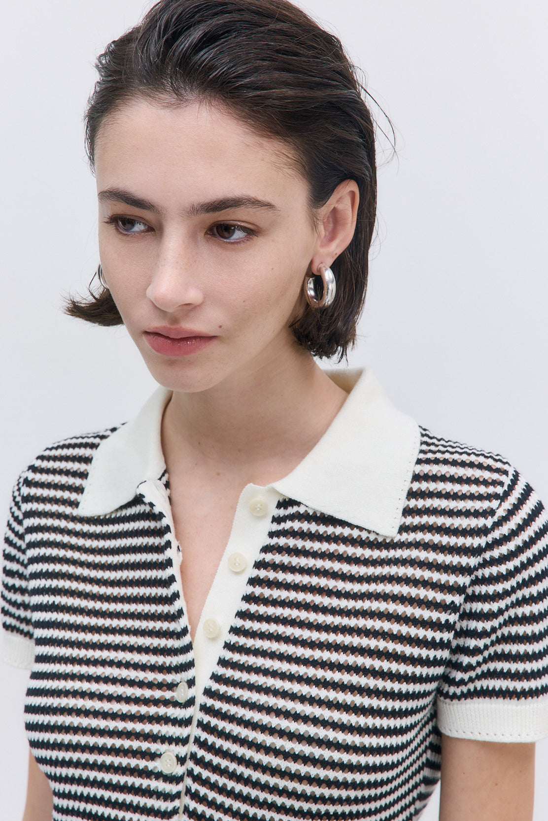 Striped Crochet Polo