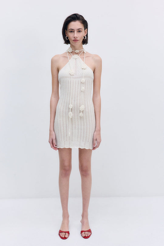 Fuzzy Halter Mini Dress - Dé Rococo