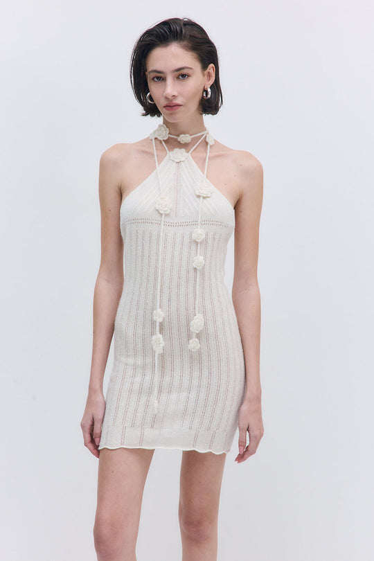 Fuzzy Halter Mini Dress