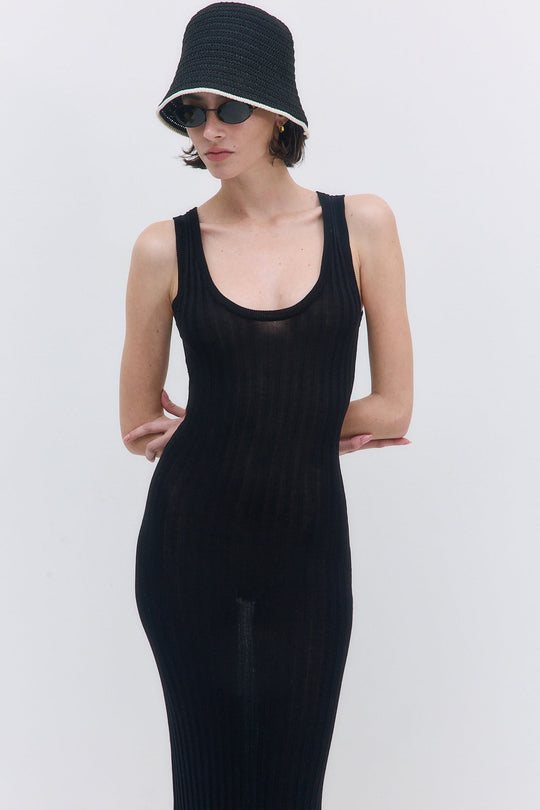 Deep Scoop Ribbed Maxi Dress - Dé Rococo