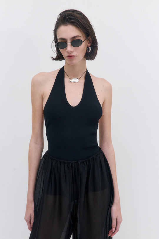 Tight Ribbed Halter Neck