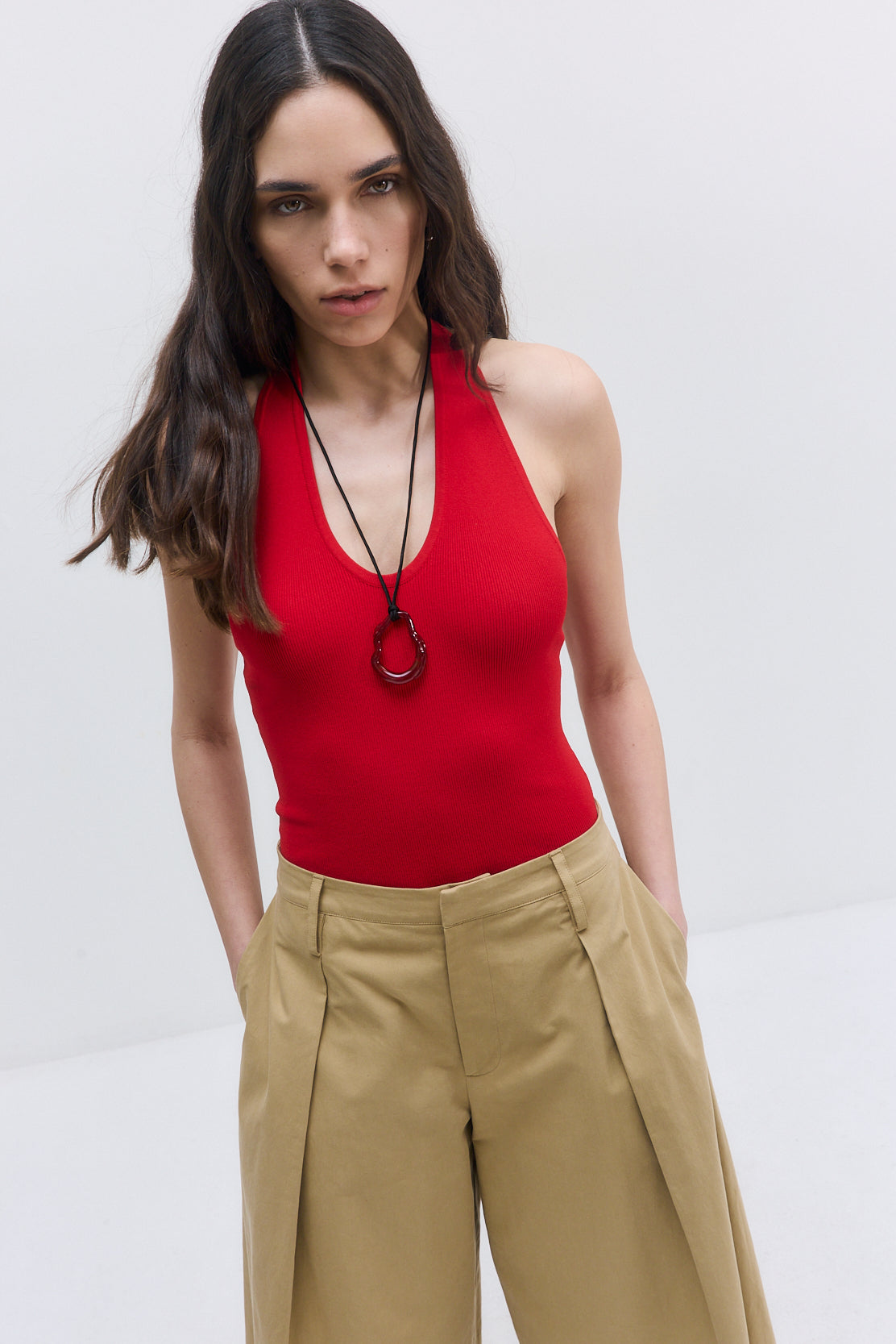 Tight Ribbed Halter Neck