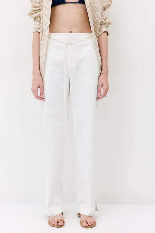 Mid Waist Cotton String Pants