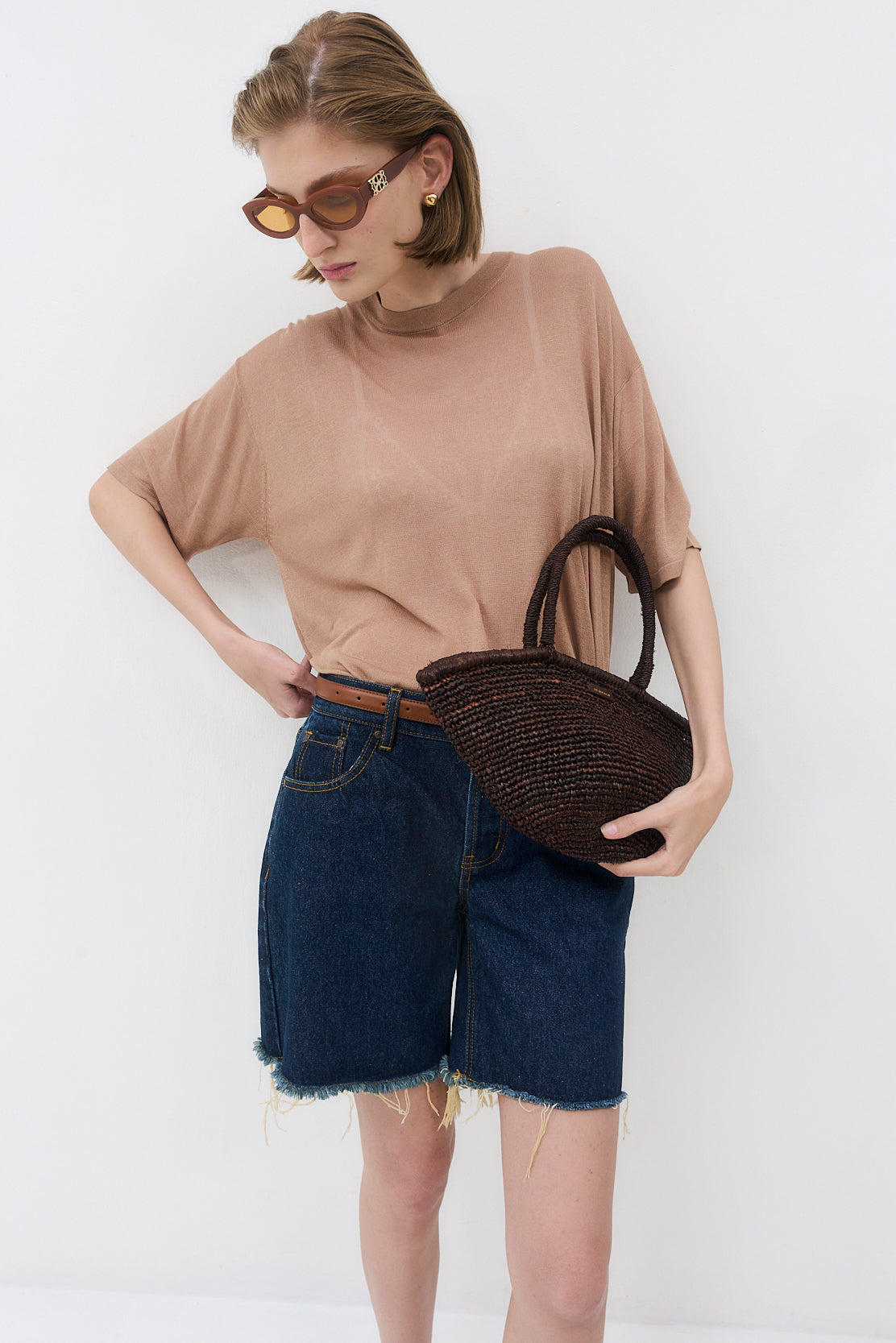 Raffia Crochet Basket Bag