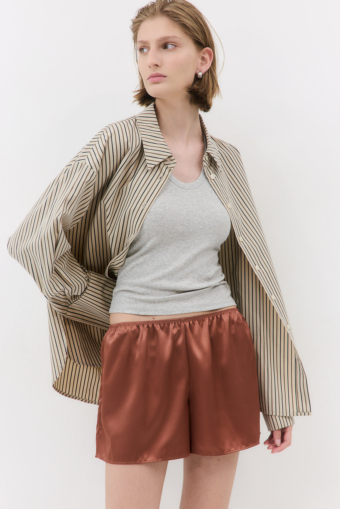 Mid Waist Satin Shorts