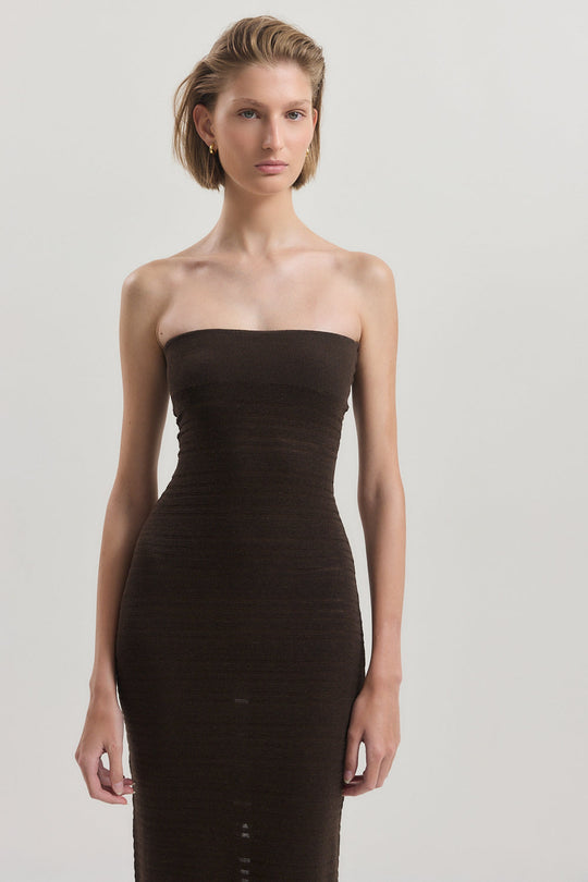 Strapless Ribbed Tube Dress