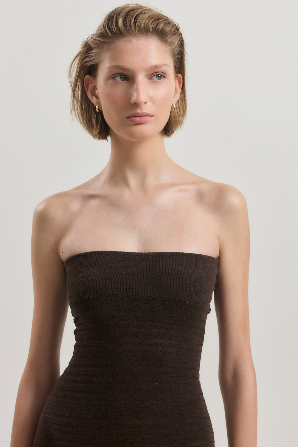 Strapless Ribbed Tube Dress