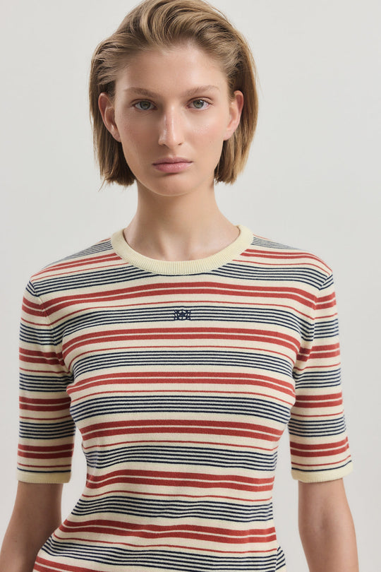 Mid Sleeve Striped Top