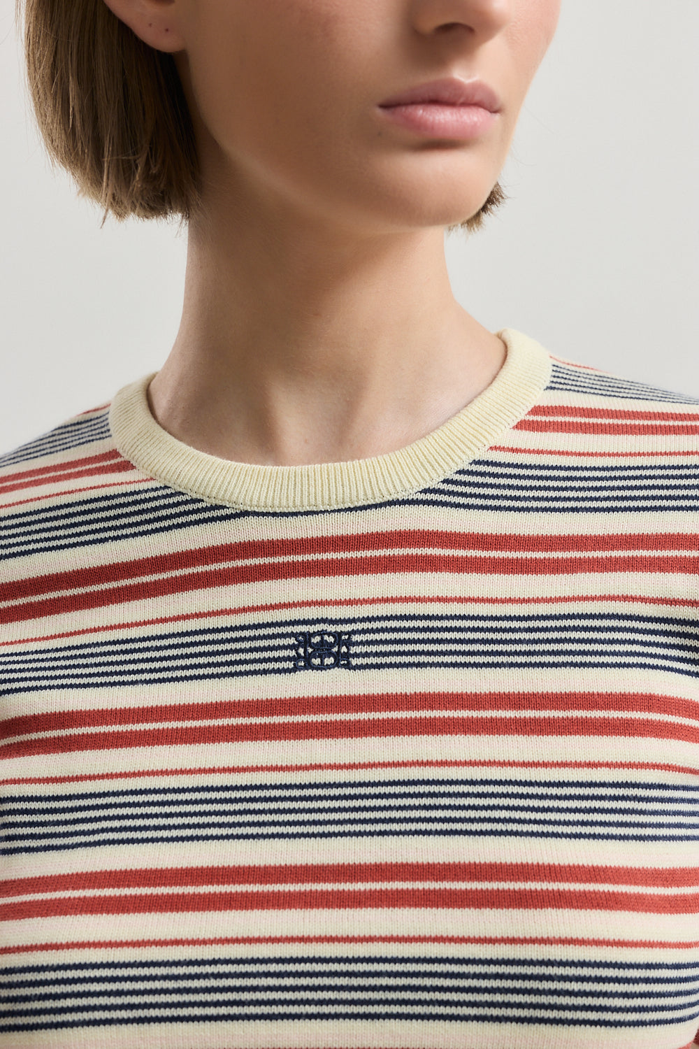 Mid Sleeve Striped Top