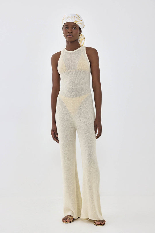 Crochet Collared Jumpsuit - Dé Rococo