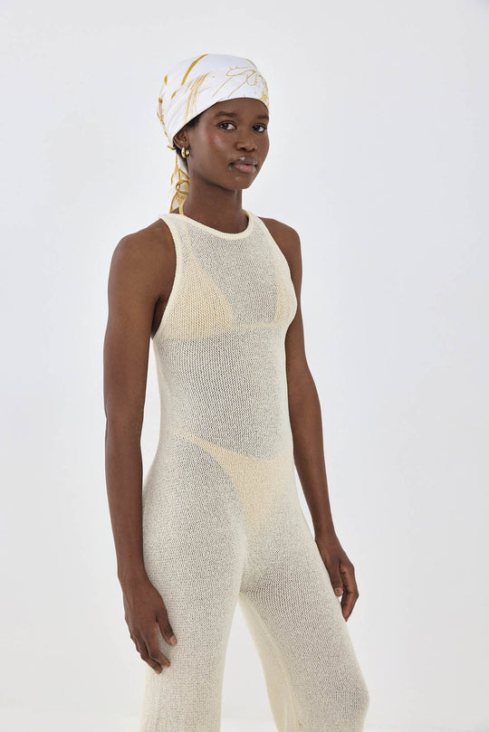 Crochet Collared Jumpsuit - Dé Rococo