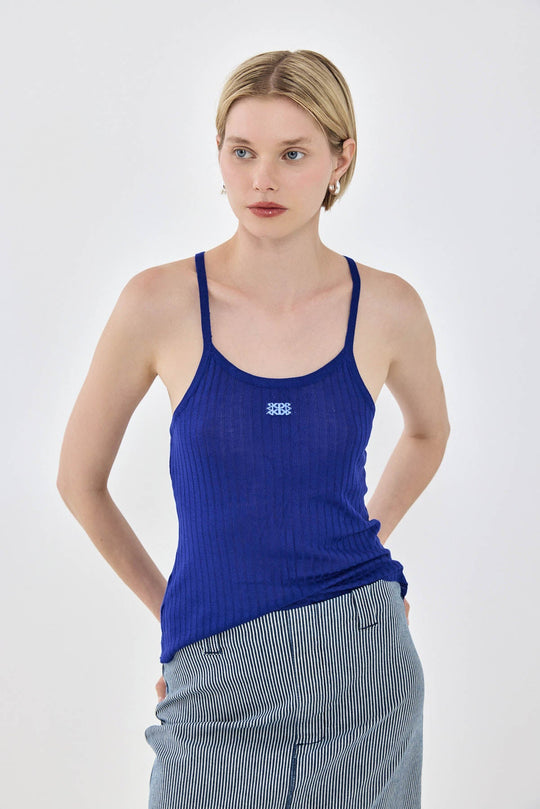 Sheer Knit Logo Tank Top - Dé Rococo