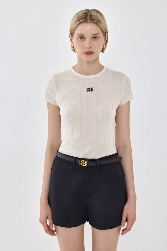 Sheer Knit Logo T Shirt - Dé Rococo