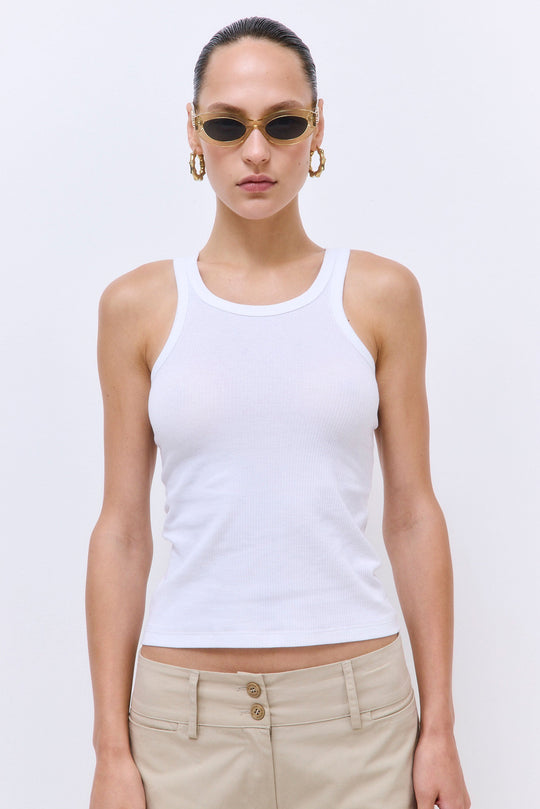 Classic Ribbed High Scoop Tank - Dé Rococo