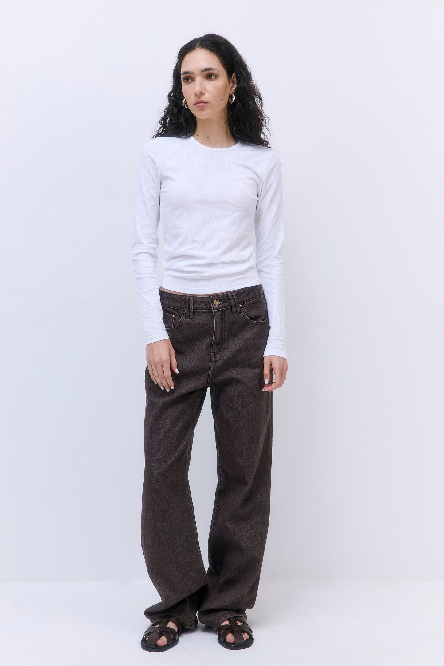 Classic Ribbed Fitted Long Sleeved T Shirt