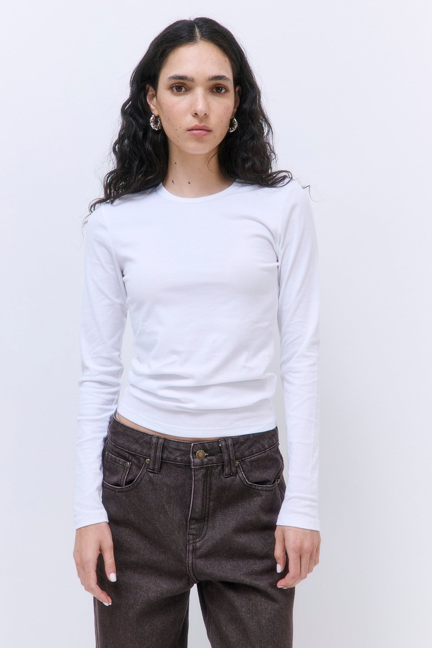 Classic Ribbed Fitted Long Sleeved T Shirt