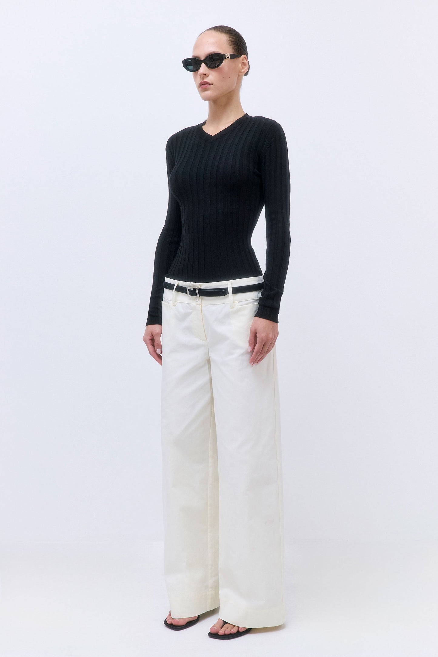 Soft Ribbed V Neck