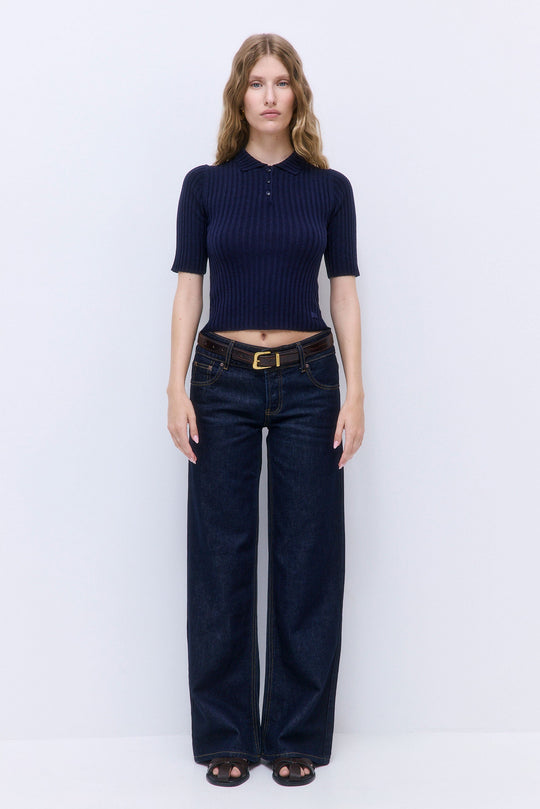 Mid Sleeved Rib Polo - Dé Rococo