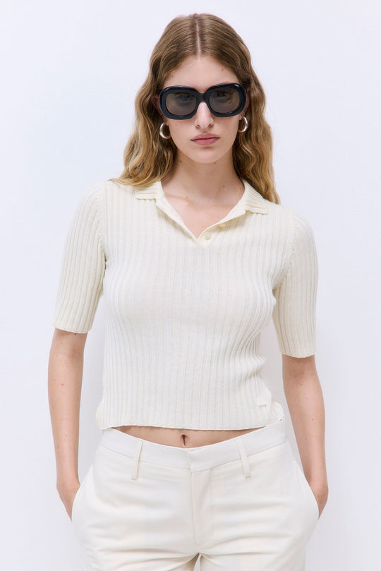 Mid Sleeved Rib Polo - Dé Rococo